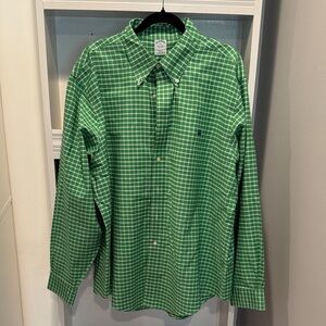 Brooks Brothers Green Checkered Men's Shirt